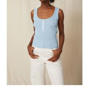 AMO Henley Tank Top NWT blue